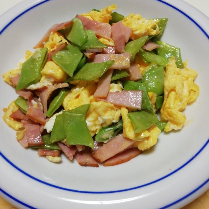 ジャンボいんげんとロースハムの卵炒め